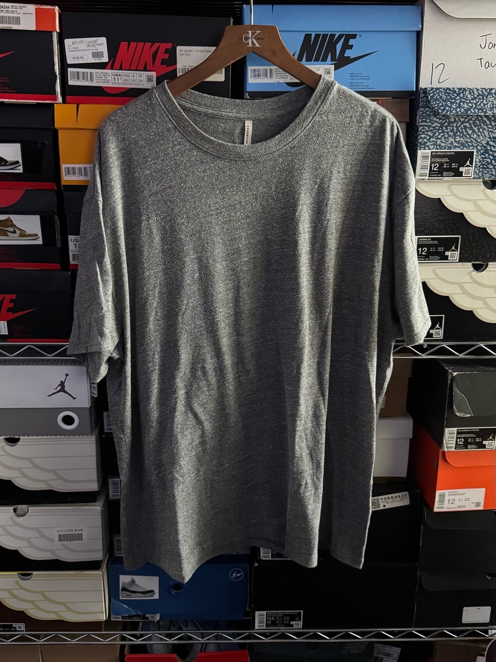 Essentials Men's Heather Gray Short Sleeve Crew Tee fits like XL